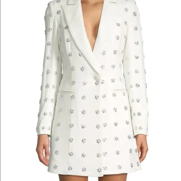 NWT Jay Godfrey Ace Blazer Dress Embellished Beaded Wedding White Long Sleeve - Picture 1 of 16